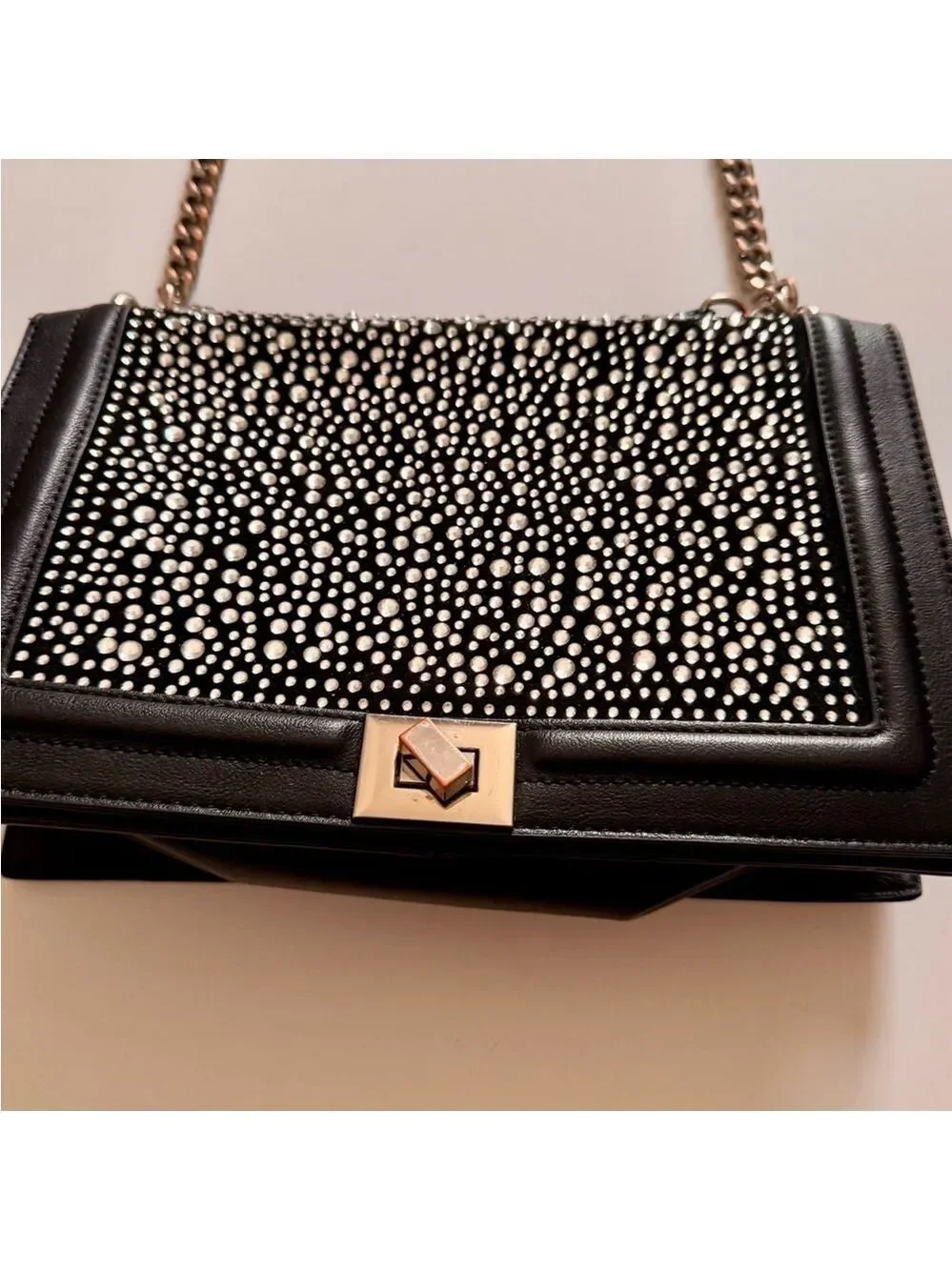 INC Sparkling Flap Crossbody Shoulder Bag with Chain strap